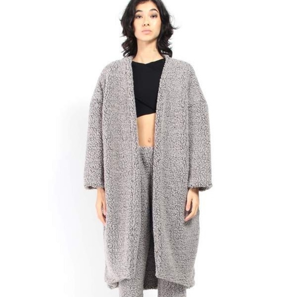 Priory Teddybear Coat in Faux Shearling Heather Grey Size S/M​​​